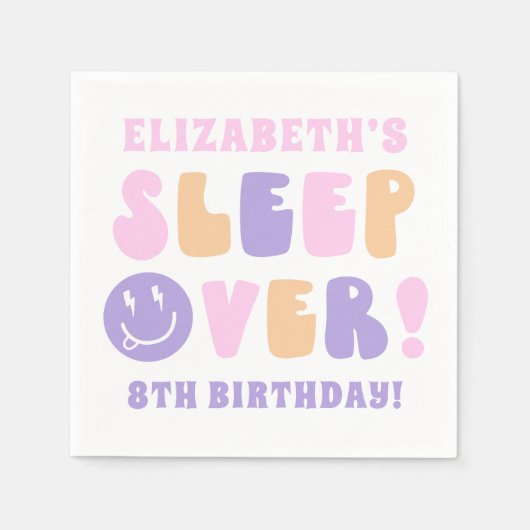 Retro Meisjes Slaap Over Party Servet (Voorkant)
