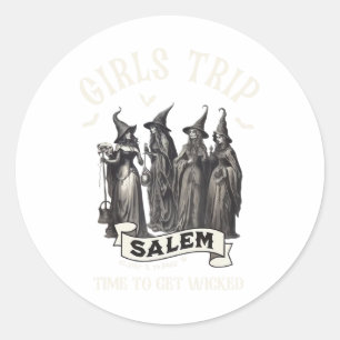 Retro Meisjes Trip Salem 1692 Ze Mist Een Heks Ronde Sticker