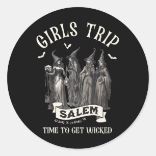Retro Meisjes Trip Salem 1692 Ze Mist Een Heks Ronde Sticker