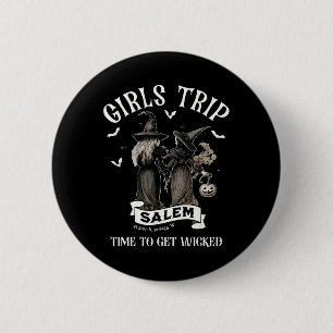 Retro Meisjes Trip Salem Tijd om Heks Grappige Hal Ronde Button 5,7 Cm