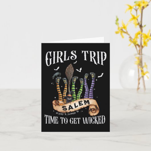 Retro Meisjes Trip Salem Tijd om Salem 1692 Hall t Kaart (Gele Bloem)