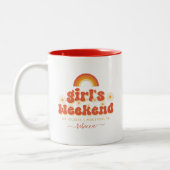 Retro Meisjes Weekend Aangepaste Naam Bachelorette Tweekleurige Koffiemok (Links)