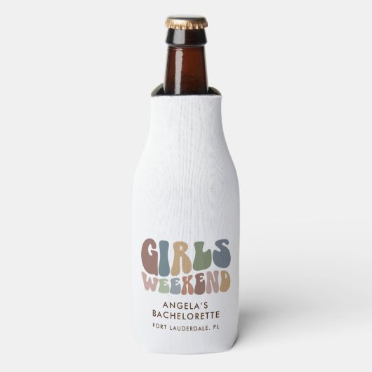 Retro Meisjes Weekend Bruid Feest Flesjeskoeler (Fles Voorkant)