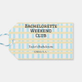 RETRO MEISJES WEEKEND CLUB BLAUW GEEL DATUM CADEAULABEL (Achterkant Horizontaal)