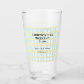 RETRO MEISJES WEEKEND CLUB BLAUW GEEL DATUM GLAS (Achterkant)