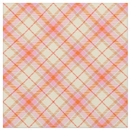 Retro Meisjesachtig Geruit Roze Geel Oranje Schatt Stof