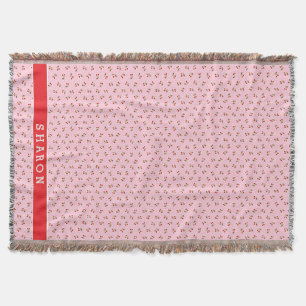 Retro meisjesachtig roze kersen patronen monogram deken