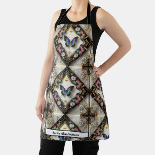 Retro Meisjesachtige Art Deco Regenboog Vlinder Sc Schort