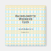 RETRO MEISJESAVOND WEEKEND CLUB BLAUW GEEL DATUM MAGNEET (Voorkant)