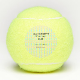 RETRO MEISJESAVOND WEEKEND CLUB BLAUW GEEL DATUM TENNISBALLEN