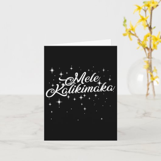 Retro Mele Kalikimaka Hawaiian Family Christmas Pa Kaart (Gele Bloem)