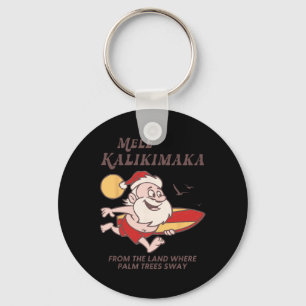 Retro Mele Kalikimaka Kerstman Santa Surfen Zomer Sleutelhanger