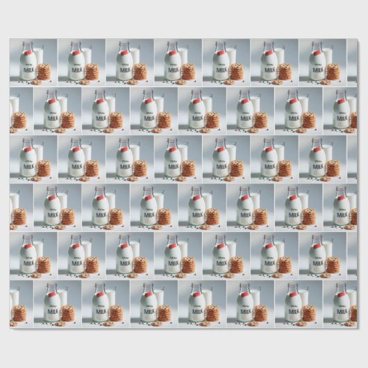 Retro melkfles met chocolade chip koekjes cadeaupapier (Vlak)