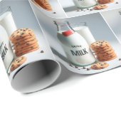 Retro melkfles met chocolade chip koekjes cadeaupapier (Rol Hoek)