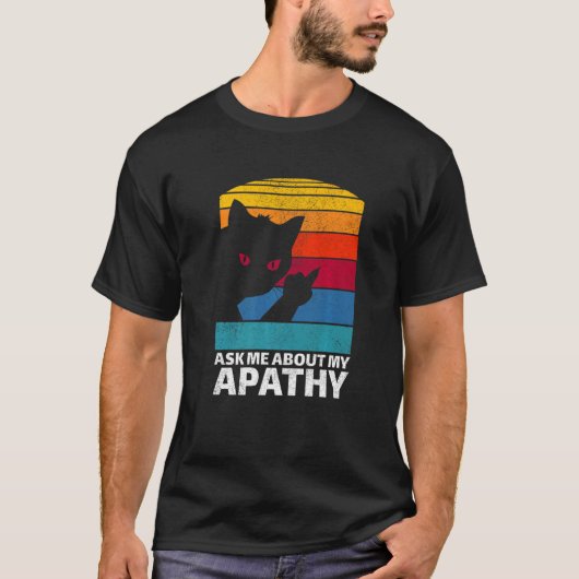 Retro  Meme Middle Finger Cat mam Papa Apath T-shirt (Voorkant)
