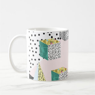 Retro Memphis: 80s-90s Hipster Patroon. Koffiemok
