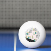 Retro Memphis: 80s-90s Hipster Patroon. Pingpongbal (Net)