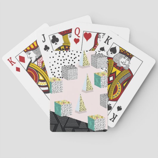 Retro Memphis: 80s-90s Hipster Patroon. Pokerkaarten (Achterkant)