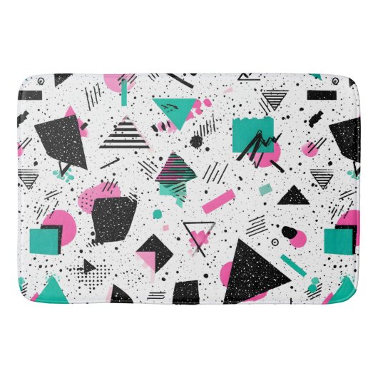 Retro Memphis Geometric Pattern Badmat (Voorkant)