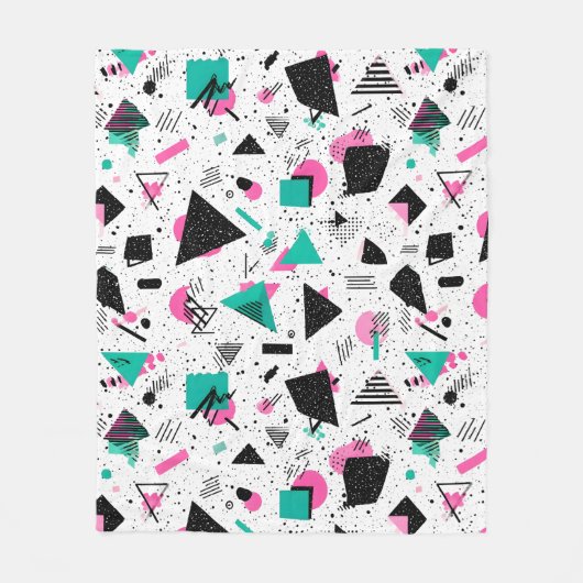 Retro Memphis Geometric Pattern Fleece Deken (Voorkant)