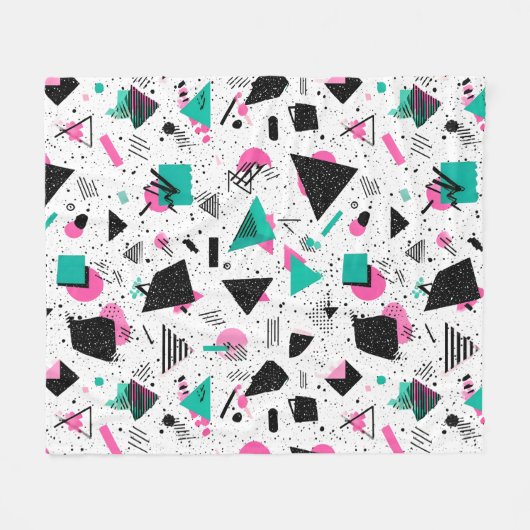 Retro Memphis Geometric Pattern Fleece Deken (Voorkant (Horizontaal))