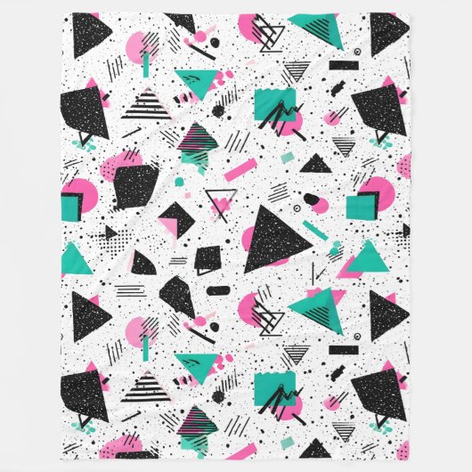 Retro Memphis Geometric Pattern Fleece Deken (Voorkant)
