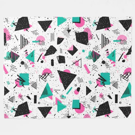 Retro Memphis Geometric Pattern Fleece Deken (Voorkant (Horizontaal))
