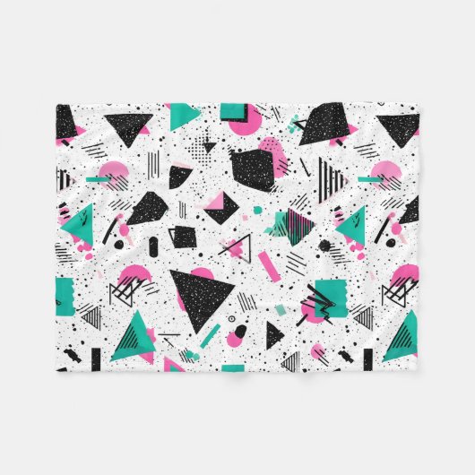 Retro Memphis Geometric Pattern Fleece Deken (Voorkant (Horizontaal))