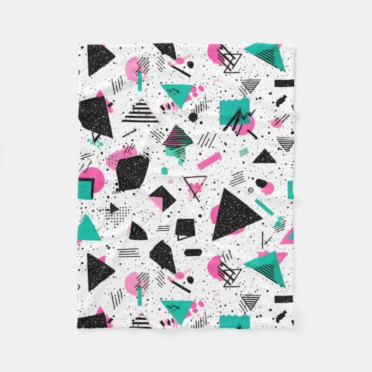 Retro Memphis Geometric Pattern Fleece Deken (Voorkant)