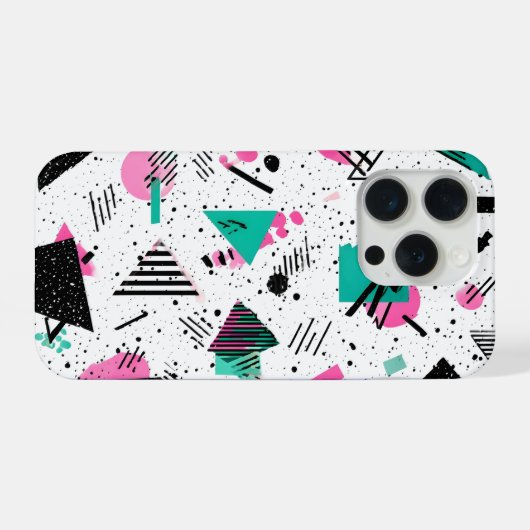 Retro Memphis Geometric Pattern iPhone Hoesje (Achterkant horizontaal)