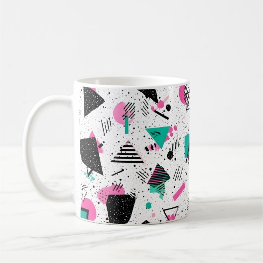 Retro Memphis Geometric Pattern Koffiemok (Links)