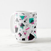 Retro Memphis Geometric Pattern Koffiemok (Voorkant links)