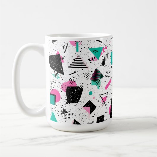 Retro Memphis Geometric Pattern Koffiemok (Links)