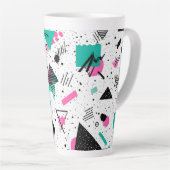 Retro Memphis Geometric Pattern Latte Mok (Rechterhoek)