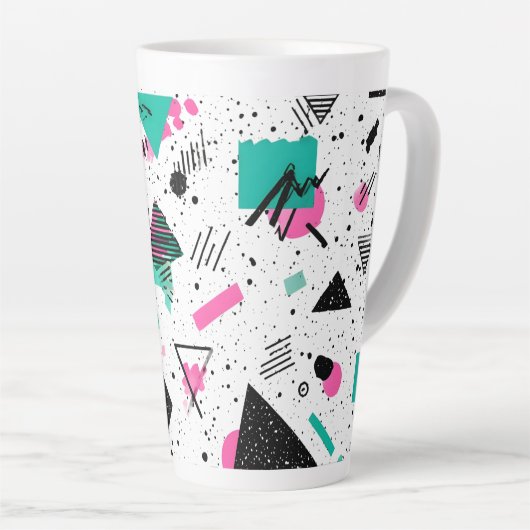 Retro Memphis Geometric Pattern Latte Mok (Rechterhoek)