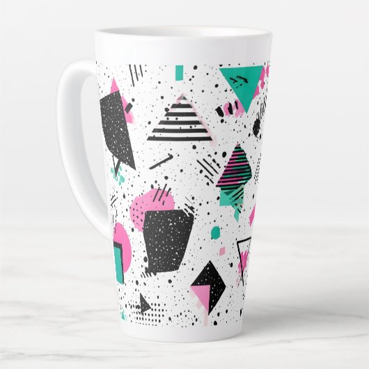 Retro Memphis Geometric Pattern Latte Mok (Linkerhoek)