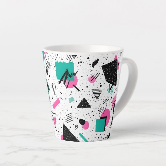 Retro Memphis Geometric Pattern Latte Mok (Rechterhoek)