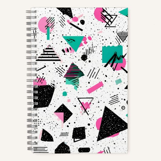 Retro Memphis Geometric Pattern Notitieboek (Voorkant)