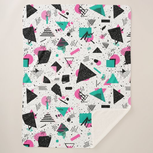 Retro Memphis Geometric Pattern Sherpa Deken (Voorkant)
