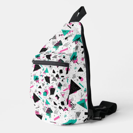 Retro Memphis Geometric Pattern Sling Bag (Rechterhoek)