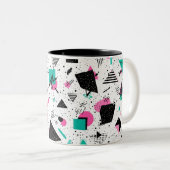 Retro Memphis Geometric Pattern Tweekleurige Koffiemok (Voorkant rechts)