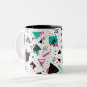 Retro Memphis Geometric Pattern Tweekleurige Koffiemok (Voorkant links)