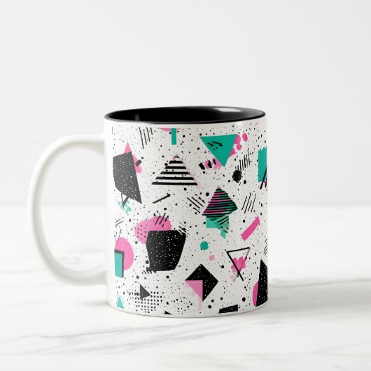 Retro Memphis Geometric Pattern Tweekleurige Koffiemok (Links)