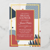 Retro Memphis geometrisch Vrijgezellenfeest Folie Uitnodiging (Voorkant)