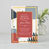 Retro Memphis geometrisch Vrijgezellenfeest Folie Uitnodiging (Staand Voorkant)