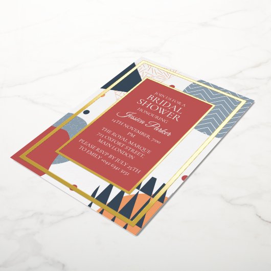 Retro Memphis geometrisch Vrijgezellenfeest Folie Uitnodiging (Gedraaid)