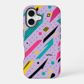 Retro Memphis Geometrische Bliksemschicht iPhone 16 Hoesje (Achterkant)