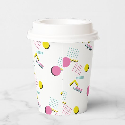 Retro Memphis Pattern 90s Theme Party Papieren Bekers (Rechts)