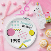 Retro Memphis Pattern 90s Theme Party Papieren Bordje (Feest)