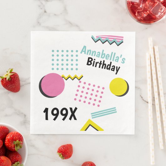 Retro Memphis Pattern 90s Theme Party Servet (Insitu)